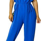 LUXE DIVA Womens V Neck Tie Belted Waist Parachute Wide Leg Jumpsuit Ladies Harem Playsuit