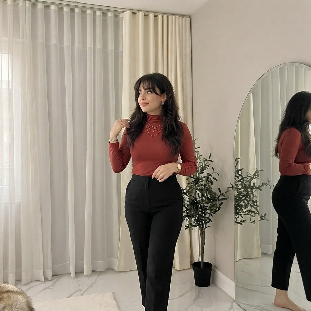 LUXE DIVA Women’s Plus Size Polo Roll Neck Jumper