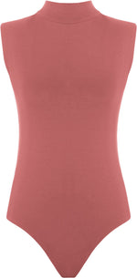 Load image into Gallery viewer, Womens Polo Turtle Neck Bodysuit Ladies Sleeveless Leotard Plain Stretchy Plunge Casual Party T-Shirt Top Sizes 16-22
