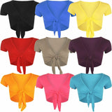 LUXE DIVA Women's Short Sleeve Tie Front Bolero Shrug