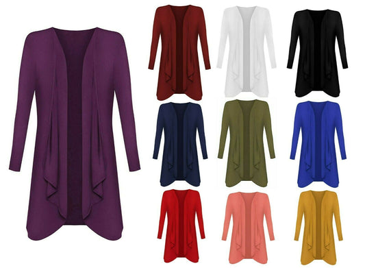 LUXE DIVA Women's Waterfall Cardigan Hanky Hem Jersey