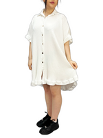 Load image into Gallery viewer, Women&#39;s Shirt Dress Pleated Short Sleeve Loose Italian Buttons Plain Detail

