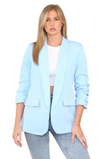 Load image into Gallery viewer, Woman’s fully lined blazer rouge sleeve collar dustar coat long Italian blazer
