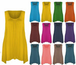 Load image into Gallery viewer, Ladies Hanky Hem Womens Sleeveless Scoop Neck Jersey Long Tunic Vest
