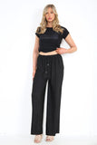 LUXE DIVA Women's Crinkle Cheesecloth Palazzo Trousers
