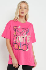 Load image into Gallery viewer, Womens T Shirt Ladies Oversized Baggy Fit Short Sleeve Slogan T-shirt Tee Tops
