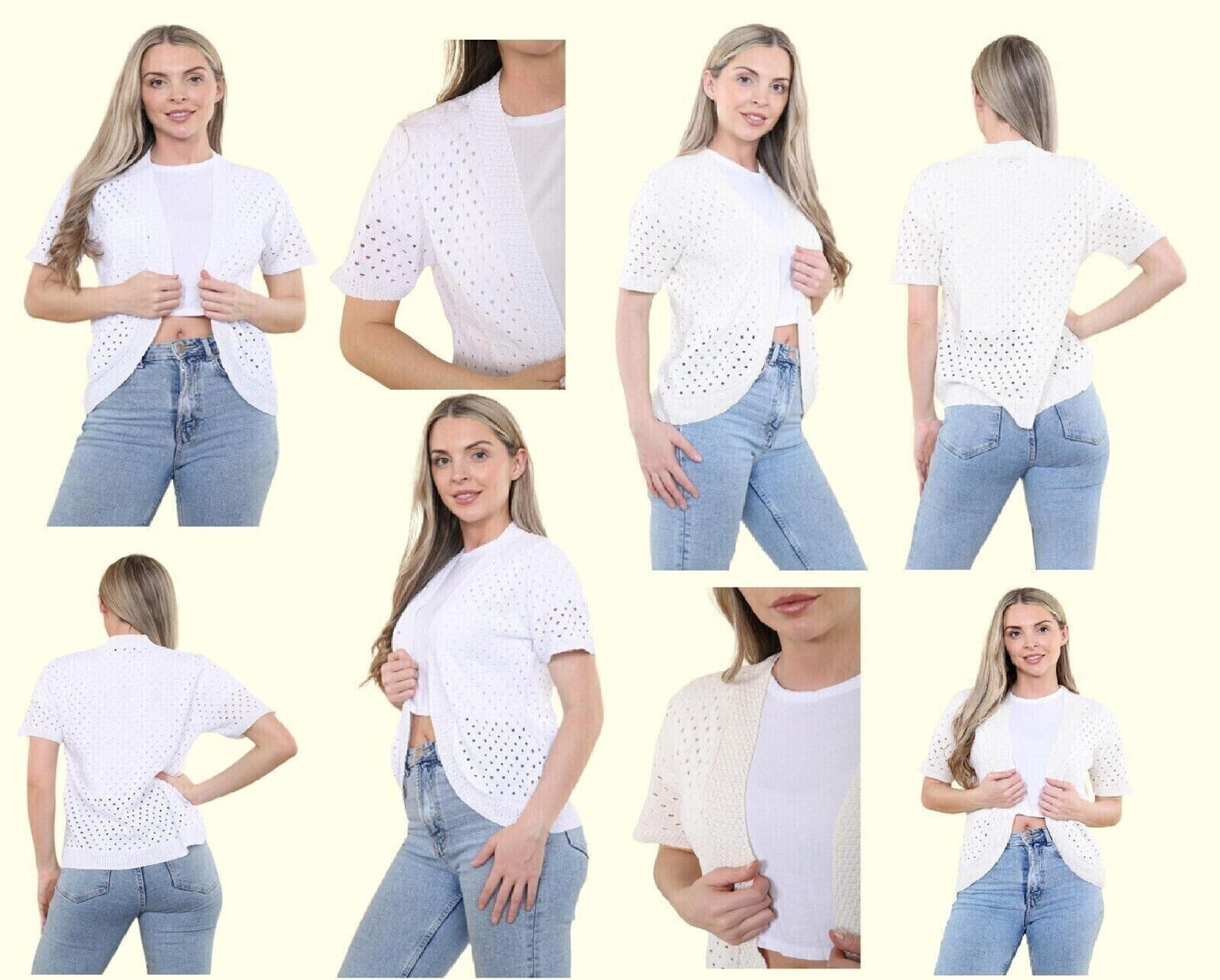 WomenÕs Short Sleeve Knitted Shrug Ð Crochet Open Style (One Size)