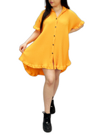 Load image into Gallery viewer, Women&#39;s Shirt Dress Pleated Short Sleeve Loose Italian Buttons Plain Detail
