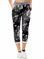 Load image into Gallery viewer, Women Joggers Italian Floral Print Trousers Casual Jogging Bottoms Ladies Pants
