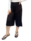 LUXE DIVA Women's 3/4 Palazzo Culottes Wide Leg Stretch