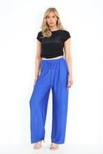 Load image into Gallery viewer, LADIES CRINKLE CHEESE CLOTH WIDE LEG PLAZZO TRS
