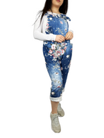 Load image into Gallery viewer, Ladies Women&#39;s Italian Lagenlook Sleeveless Cotton Front Pocket Design Dungarees
