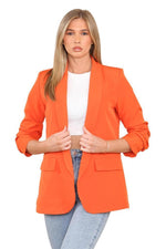 Load image into Gallery viewer, Woman’s fully lined blazer rouge sleeve collar dustar coat long Italian blazer
