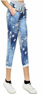 Load image into Gallery viewer, Women Joggers Italian Floral Print Trousers Casual Jogging Bottoms Ladies Pants
