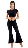 LUXE DIVA Women's Ribbed Crop Loungewear Co-Ord Set