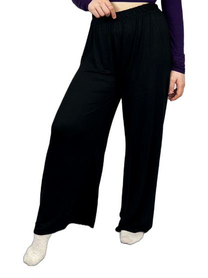 LUXE DIVA Women's Plain Palazzo Wide Leg Flared Trousers