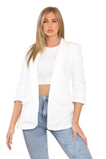 Load image into Gallery viewer, Woman’s fully lined blazer rouge sleeve collar dustar coat long Italian blazer
