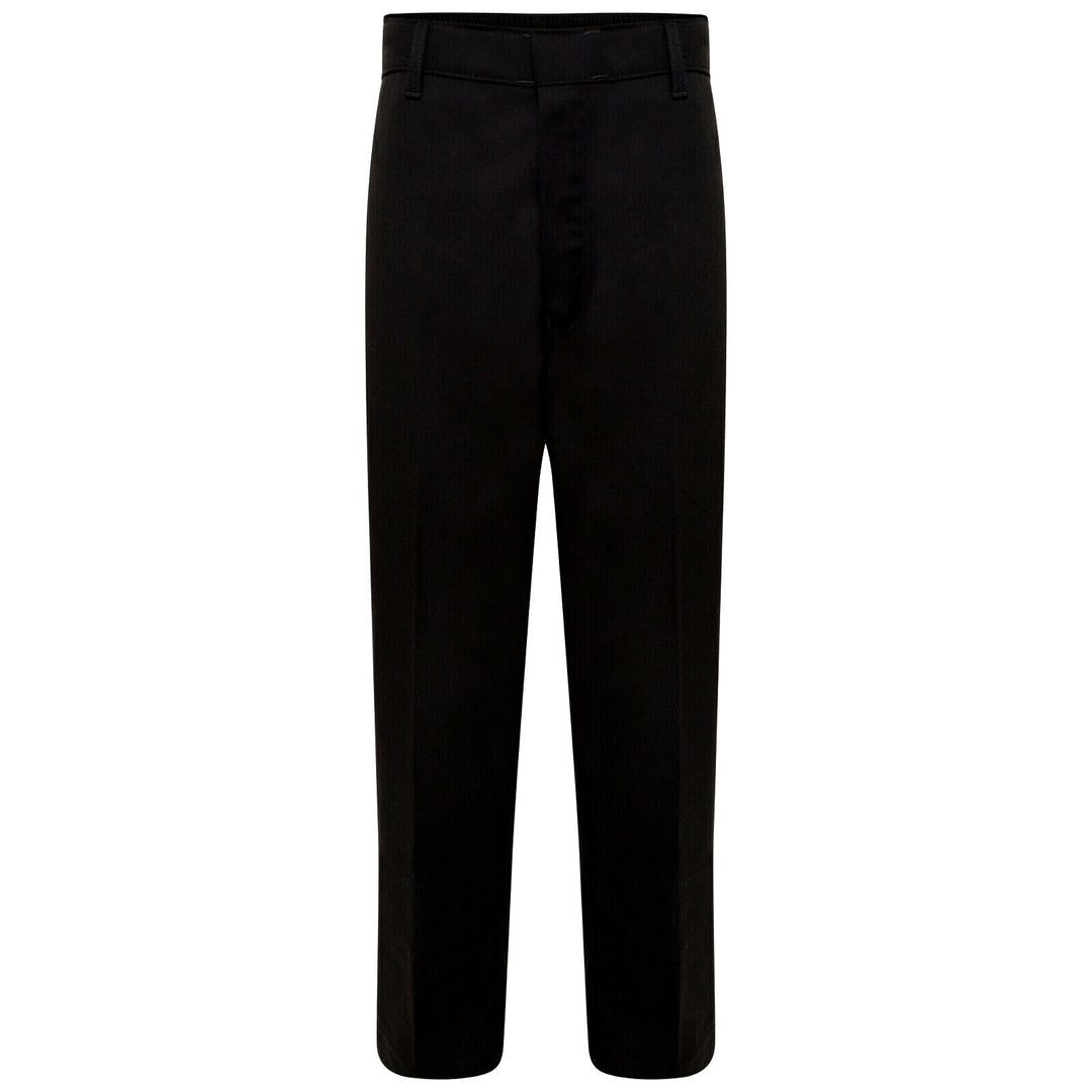 BOYS CHILDREN SCHOOL TROUSERS STURDY STOCKY WIDER FIT HALF ELASTICATED PANT SIZE