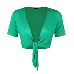 Load image into Gallery viewer, Ladies Plain Cap Short Sleeve Tie Up Front Bolero Shrug Cropped Cardigan Top
