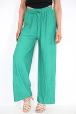 Load image into Gallery viewer, LADIES CRINKLE CHEESE CLOTH WIDE LEG PLAZZO TRS

