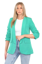 Load image into Gallery viewer, Woman’s fully lined blazer rouge sleeve collar dustar coat long Italian blazer
