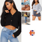 LUXE DIVA Women's Chunky Cable Knit Crop Cardigan