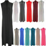 LUXE DIVA Women's Maxi Cardigan Sleeveless Longline Knit