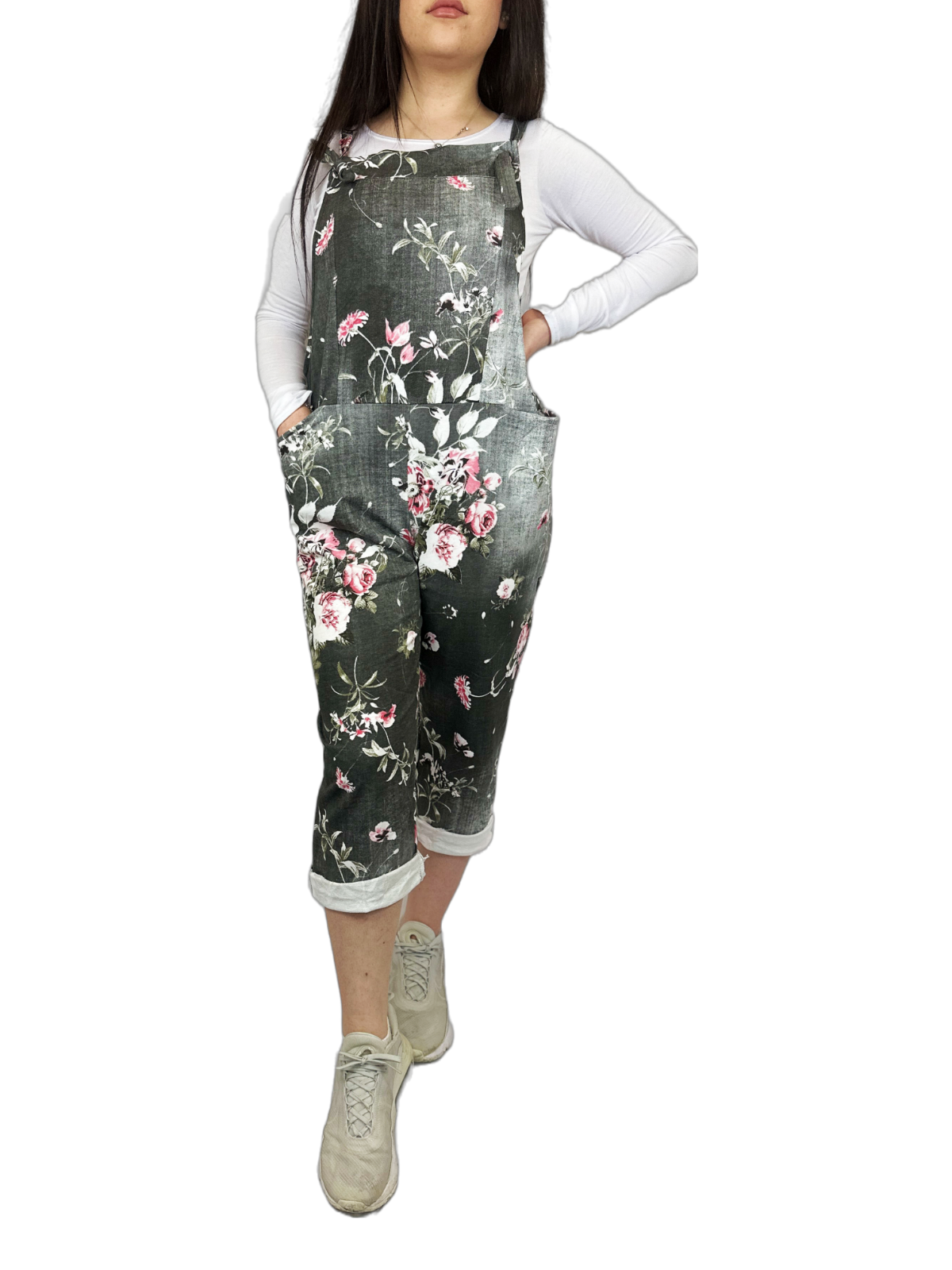 LUXE DIVA Women's Italian Lagenlook Dungarees Jumpsuit