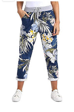 Load image into Gallery viewer, Women Joggers Italian Floral Print Trousers Casual Jogging Bottoms Ladies Pants
