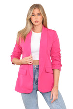 Load image into Gallery viewer, Woman’s fully lined blazer rouge sleeve collar dustar coat long Italian blazer
