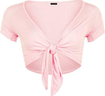 Load image into Gallery viewer, Ladies Plain Cap Short Sleeve Tie Up Front Bolero Shrug Cropped Cardigan Top
