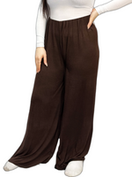 Load image into Gallery viewer, Womens Ladies Plus Size Plain Palazzo Wide Leg Flared Trousers Pants UK 8 TO 26

