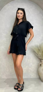 Load image into Gallery viewer, Ladies Womens Golds Button Belted Playsuit One Size8-16
