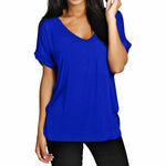 Load image into Gallery viewer, Womens T Shirt Ladies Oversized Baggy Turn Up Batwing Loose V Neck Plus Size Top
