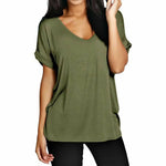 Load image into Gallery viewer, Womens T Shirt Ladies Oversized Baggy Turn Up Batwing Loose V Neck Plus Size Top
