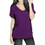 Load image into Gallery viewer, Womens T Shirt Ladies Oversized Baggy Turn Up Batwing Loose V Neck Plus Size Top
