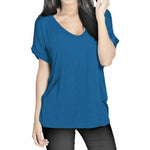 Load image into Gallery viewer, Womens T Shirt Ladies Oversized Baggy Turn Up Batwing Loose V Neck Plus Size Top
