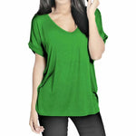 Load image into Gallery viewer, Womens T Shirt Ladies Oversized Baggy Turn Up Batwing Loose V Neck Plus Size Top
