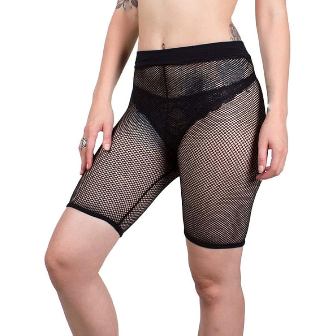 LUXE DIVA  women Ladies Fishnet Crop Tops ,Minidress Cycling Shorts & Hotpant