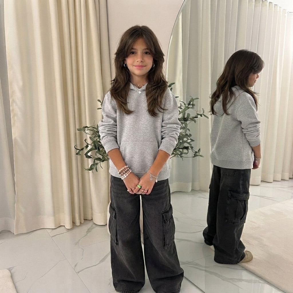 LUXE DIVA Kids Unisex Plain Pullover Fleece Hoodie Boys Girls