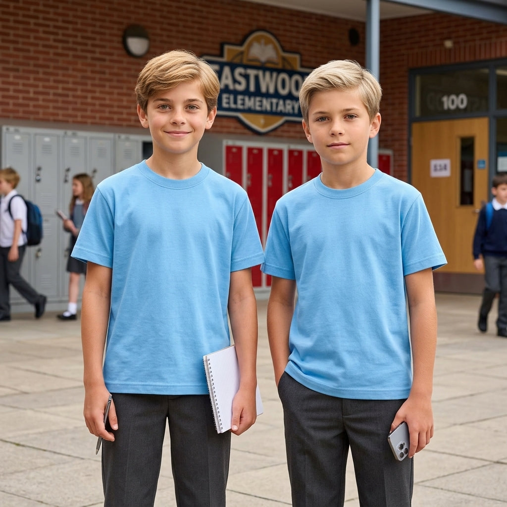 LUXE DIVA Kids Plain T-Shirts Boys & Girls School PE Tops Ages 2–15 Years Pack of 1, 2 or 3