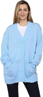 Load image into Gallery viewer, LADIES WOMENS PLAIN V NECK 5 BUTTON LONGLINE OVERSIZE LOOSE FIT KNITTED CARDIGAN

