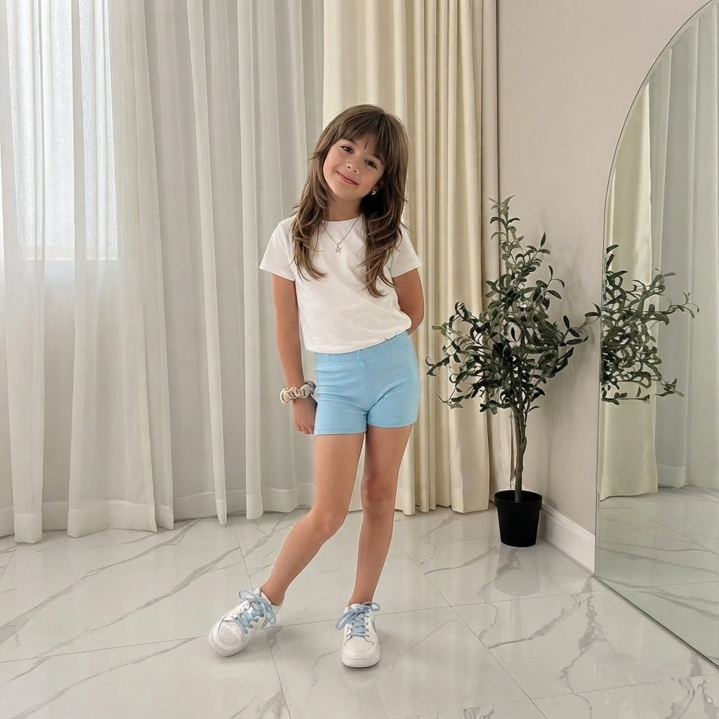 LUXE DIVA Girls Microfiber Dance Shorts Stretchy Kids Dancewear Activewear Shorts