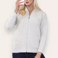 LUXE DIVA Womens Collar Zip Cable Knit Cardigan Ladies Long Sleeve Pullover Pocket Jumper