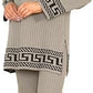 LUXE DIVA Women's Geometric Knit 2 Piece Lounge Set High Neck
