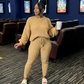 Women's Solid Drop Shoulder Sweater Set, 2024 New Drop Shoulder Rib-Knit Sweater & Pants Set