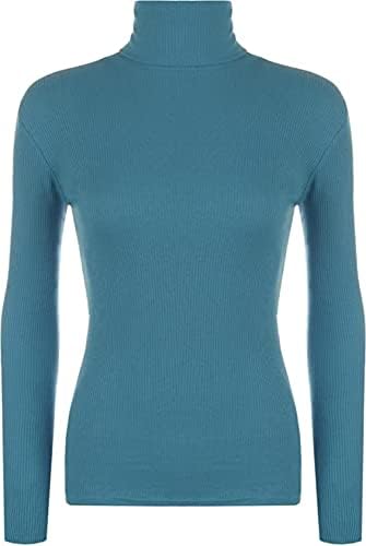 LUXE DIVA Women Ladies Ribbed Stretch Polo Turtle Neck Rib Top Jumper UK Size S/M-XXXL
