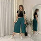 LUXE DIVA Women's 3/4 Palazzo Culottes Wide Leg Stretch