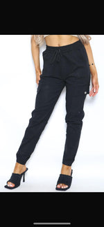 Load image into Gallery viewer, LUXE DIVA LADIES DRAWSTRING COMBAT SIDE POCKET PLAIN CUFF BOTTOM LEGGING / TRS
