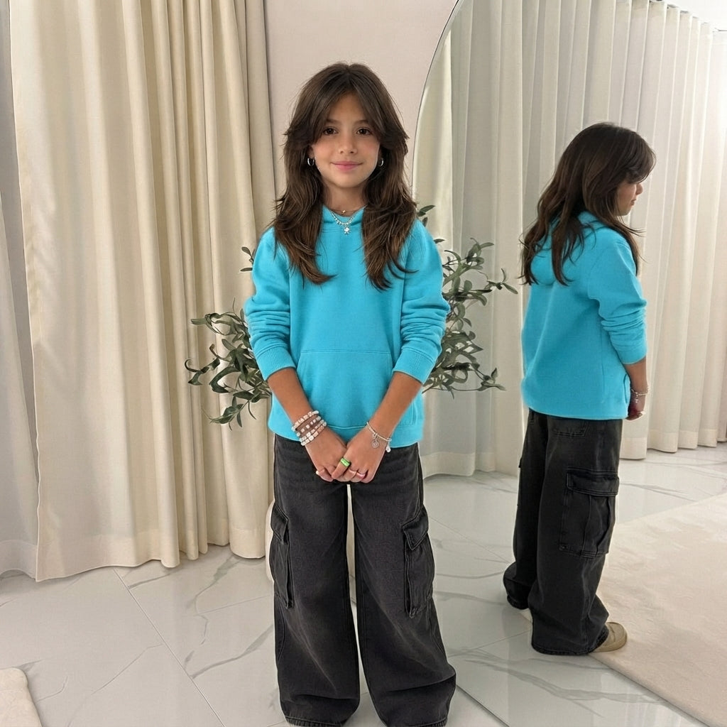 LUXE DIVA Kids Unisex Plain Pullover Fleece Hoodie Boys Girls